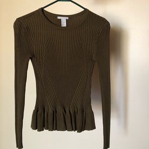 H&M Hunter Green Peplum Top